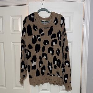 Altar'd State Leopard Print Sweater - Brown and Black